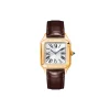 ellow gold watch with brown alligator leather strap