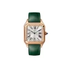 Rose gold wristwatch with white dial and Roman numerals