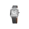 Silver wristwatch with white dial and Roman numerals