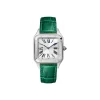 Slim silver luxury watch with leather strap