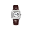 Silver watch paired with black alligator leather strap