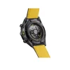 Black TAG Heuer Porsche watch showing automatic movement through sapphire case