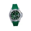 silver Green dial Rolex Submariner watch with diamond bezel, 40mm automatic luxury watch with stainless steel bracelet and elegant finish.
