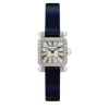 Luxury white dial watch with diamond bezel and black strap