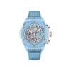 Light blue ceramic Hublot Big Bang Unico chronograph watch with skeleton dial