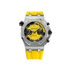 sporty luxury watch with yellow dial and steel design