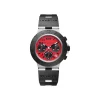 Black rubber strap luxury sports watch with grey case and red markers
