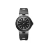 Black dial luxury sports watch with black rubber bracelet and aluminium case