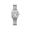 Stainless steel Panthère de Cartier watch with silver dial and blue hands