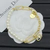 White Pearl & Gold Link Bracelet – Elegant 14K Gold Plated Fashion Bracelet