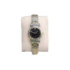 Gold and silver bracelet watch with green face for women