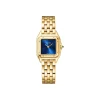 Cartier Panthère stainless steel women’s watch featuring a blue dial and Yellow Gold bracelet