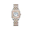 Elegant silver Cartier Panthère watch with stainless steel bracelet and white face