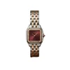 Stainless steel Cartier Panthère wristwatch with polished silver bracelet and red dial