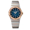 Luxury Swiss Omega chronometer watch with blue face and sapphire crystal