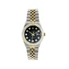 Elegant black dial Rolex Datejust with diamond markers and two-tone bracelet