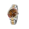 Men’s brown dial luxury wrist watch with date display and metal bracelet