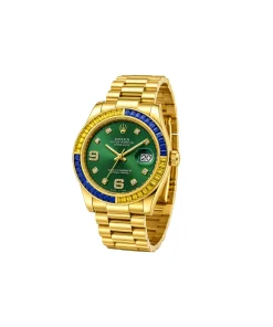Men’s luxury analog wrist watch with diamond-style markers and stainless steel bracelet