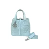 Sky blue Dior Toujours vertical tote bag in quilted calfskin leather with black top handles and detachable shoulder strap.