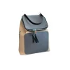 Luxury beige and grey Loewe backpack with structured silhouette and zip closure.